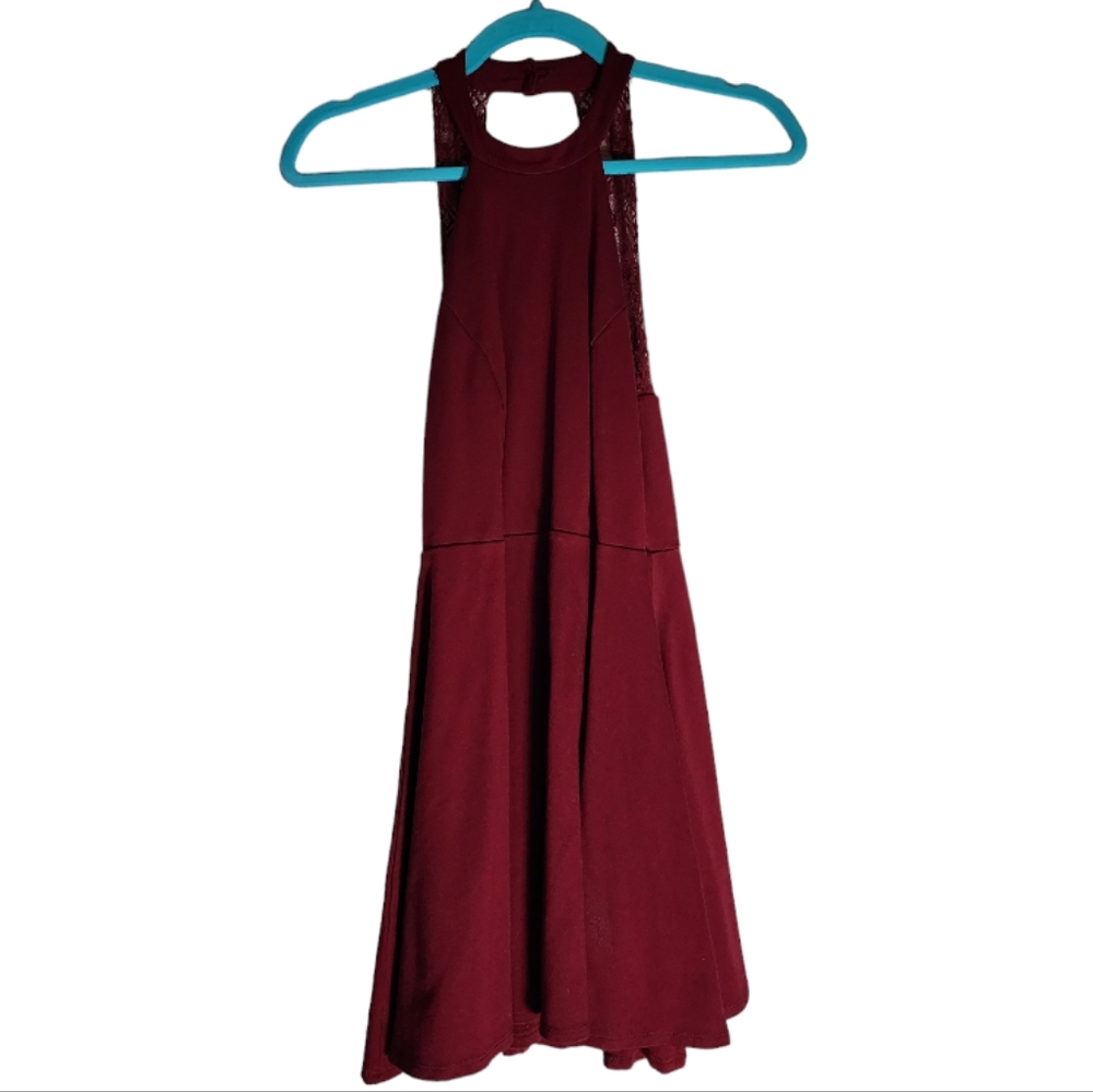 Lulus‎ Burgundy Lace Back Skater Dress Size Medium